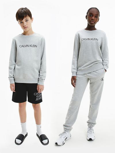 Calvin Klein Ruhák HU960483 | Calvin Klein Organic Cotton Logo Lány Pulóver Világos Szürke